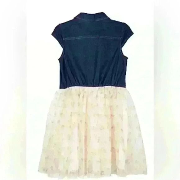 NWOT Girls Floral Denim and Tule Dress - Picture 2 of 5